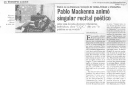 Pablo Mackenna animó singular recital poético