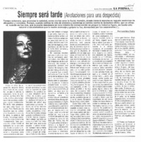Siempre será tarde
