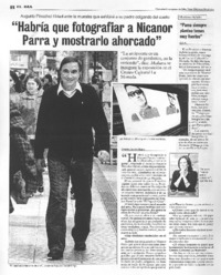 Hacría que fotografias a Nicanor Parra y mostrarlo ahorcado