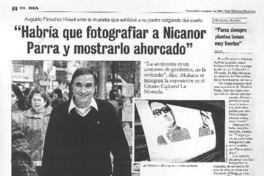 Hacría que fotografias a Nicanor Parra y mostrarlo ahorcado