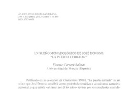 Un sueño monadológico de José Donoso: "La puerta cerrada"