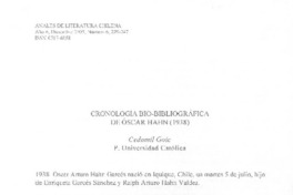 Cronología bio-biográfica de Oscar Hahn