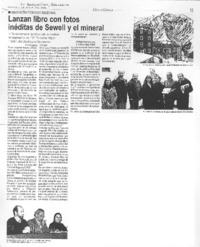 Lanzan libro con fotos inéditas de Sewell y el mineral