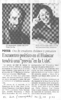 Encuentro poético en el Huáscar tendrá una "previa" en la U de C.