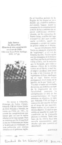 Julio Torres: Su Alteza Real. Historia de una conspiración en el sur de Chile