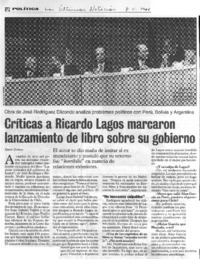 Críticas a Ricardo Lagos marcaron lanzamiento de libro sobre su gobierno