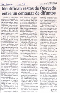 Identifican restos de Quevedo entre un centenar de difuntos