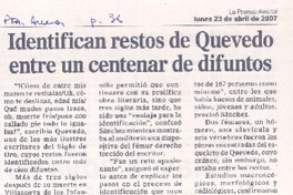 Identifican restos de Quevedo entre un centenar de difuntos