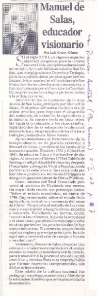 Manuel de Salas, educador y visionario