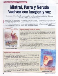 Mistral, Parra y Neruda vuelven con imagen y voz