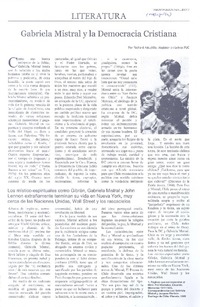 Gabriela Mistral y la Democracia Cristiana