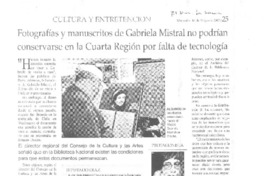 Fotografías y manuscritos de Gabriela Mistral no podrían conservarse en la Cuarta Región por falta de tecnología