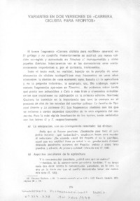 Variantes en dos versiones de "Carrera ciclista para neófitos"