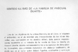 Sentido último de "La familia de Pascual Duarte"