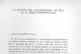 La lectura del "vagabundaje" de Cela en la época postfranquista