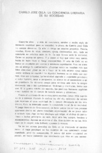 Camilo José Cela: La conciencia literaria de su sociedad