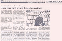 Omar Lara ganó premio de poesía americana