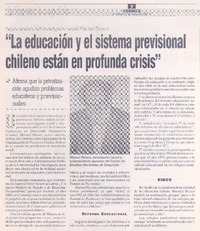La Educación y el sistema previsional chileno están en profunda crisis
