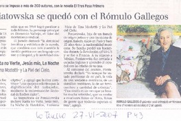 Elena Poniatowska se quedó con el Rómulo Gallegos