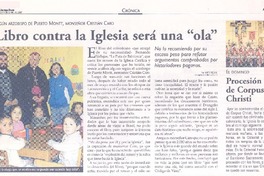 Libro contra la Iglesia será una "ola"