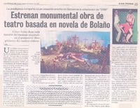 Estrenan monumental obra de teatro basada en novela de Bolaño