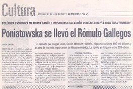 Poniatowska se llevó el Rómulo Gallegos