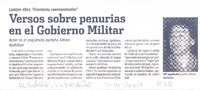 Versos sobre penurias en el Gobierno Militar