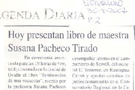 Hoy presentan libro de maestra Susana Pacheco Tirado