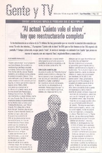 "Al actual ´Cuanto vale el show´ hay que reestructurarlo completo"