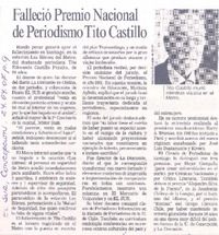 Falleció Premio Nacional de Periodismo Tito Castillo