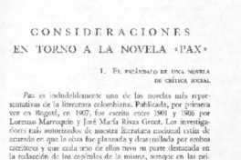 Consideraciones en torno a la novela "Pax"