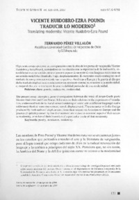 Vicente Huidobro-Ezra Pound, traducir lo moderno