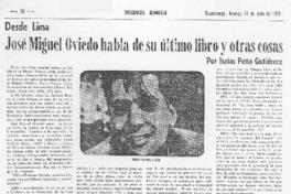 José Miguel Oviedo habla de su último libro y otras cosas (entrevista)