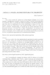 Crítica y poesía, elementos para una tradición