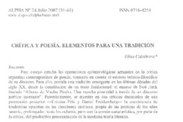 Crítica y poesía, elementos para una tradición