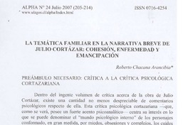 La temática familiar en la narrativa breve de Julio Cortázar