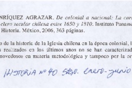De colonial a nacional: La carrera eclesiástica del clero secular chilena entre 1650 y 1810