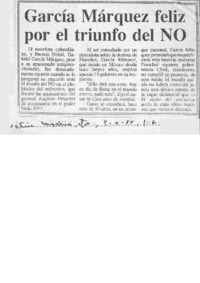 García Márquez feliz por el triunfo del NO