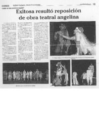 Exitosa resultó reposición de obra teatral angelina