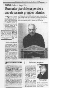 Dramaturgia chilena perdió a uno de sus más grandes talentos