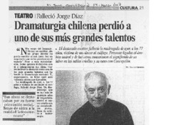Dramaturgia chilena perdió a uno de sus más grandes talentos