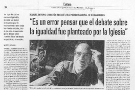 "Es un error pensar que el debate sobre la igualdad fue planteado por la iglesia"