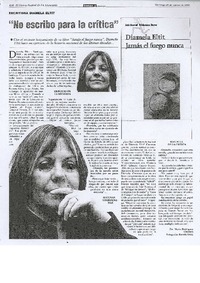 "No escribo para la crítica" (entrevista)