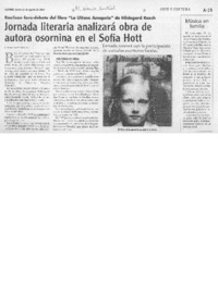 Jornada literaria analizará obra de autora osornina en el Sofía Hott