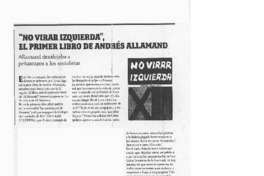 "No virar izquierda", el primer libro de Andrés Allamand