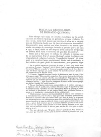 Hacia la cronología de Horacio quiroga