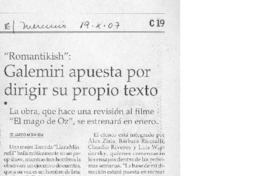 Galemiri apuesta por dirigir su propio texto