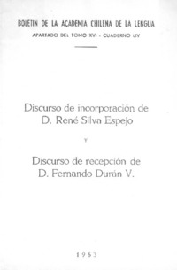 Discurso de recepción de D. Fernando durán V.