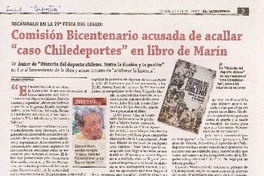 "Comisión Bicentenario acusada de acallar "caso Chiledeportes" en libro de Marín