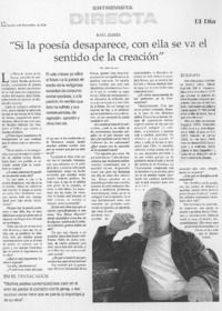 "Si la poesía desaparece, con ella se va el sentido de la creación" (entrevista)